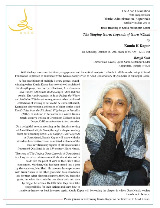 2013 10 26 Kamla Kapur Book Reading